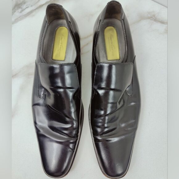 Kenneth Cole Mens Cut The Line Black All Leather Slip On Loafers Dress Shoes, 13
